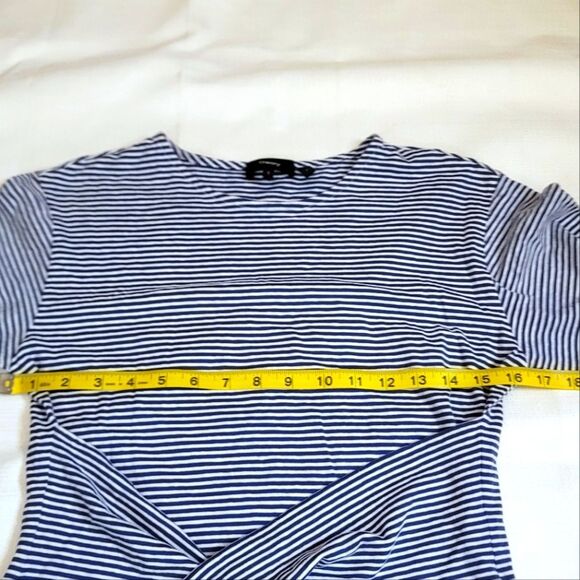 Theory Blue Striped Front Twist Linen Blend T-Shirt Dress Size Small - Picture 6 of 9
